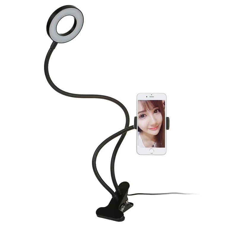 Кольцевая лампа Professional Live Stream 9 см с гибким держателем (черный) - фото 1 - id-p216903053