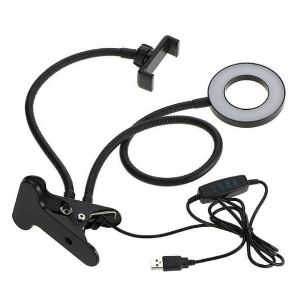 Кольцевая лампа Professional Live Stream 9 см с гибким держателем (черный) - фото 3 - id-p216903053