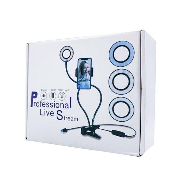 Кольцевая лампа Professional Live Stream 9 см с гибким держателем (черный) - фото 5 - id-p216903053