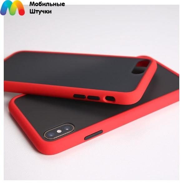 Чехол бампер Frosted для Apple iPhone X, XS (красный) - фото 5 - id-p216902491
