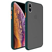 Чехол бампер Frosted для Apple iPhone X, XS (темно-зелёный)