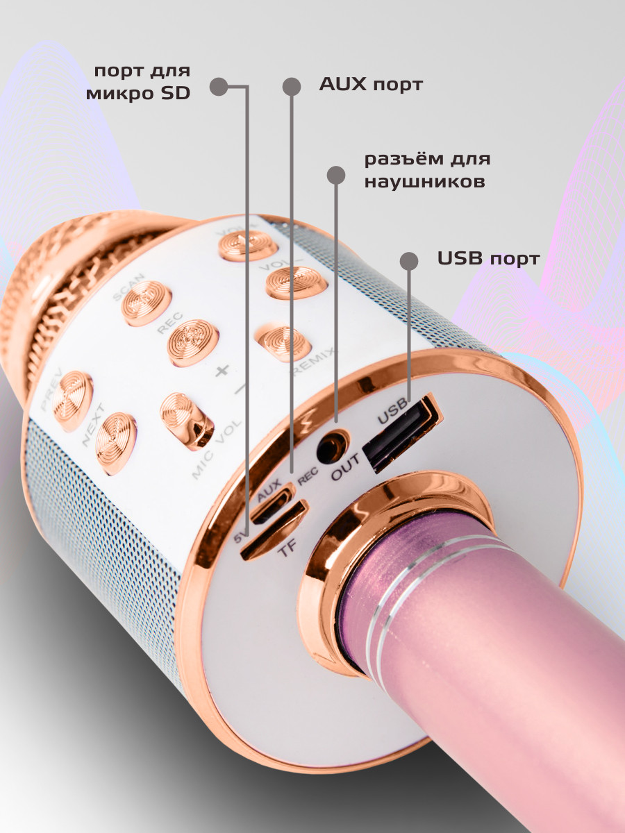 Караоке микрофон Profit WS-858 (ORIGINAL) (розовое золото) - фото 3 - id-p216901930