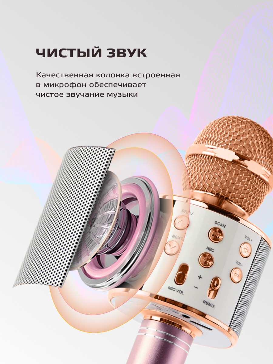Караоке микрофон Profit WS-858 (ORIGINAL) (розовое золото) - фото 5 - id-p216901930