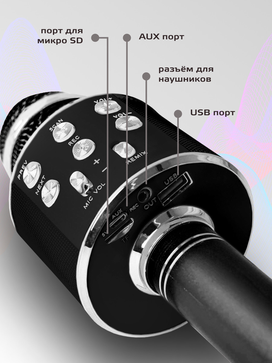 Караоке микрофон Profit WS-858 (ORIGINAL) (черный) - фото 3 - id-p216901931