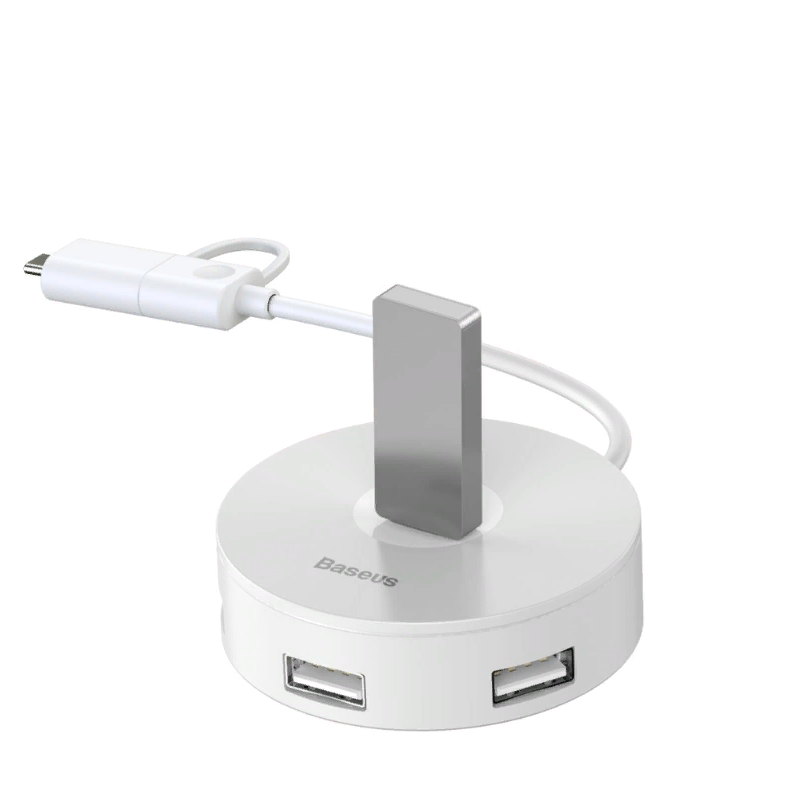 USB-хаб Baseus Round Box HUB Adapter 4USB (12см, белый) - фото 1 - id-p216902531