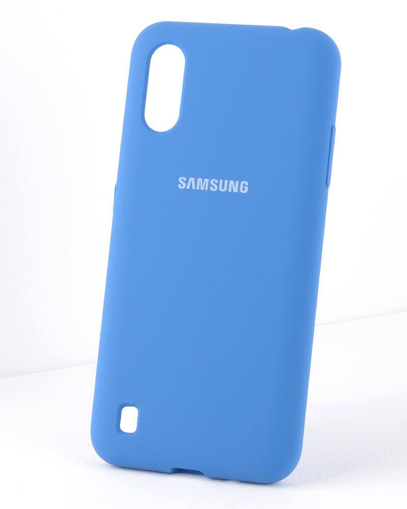 Силиконовый чехол для Samsung Galaxy A01 (A015), M01 (синий) - фото 1 - id-p216903240