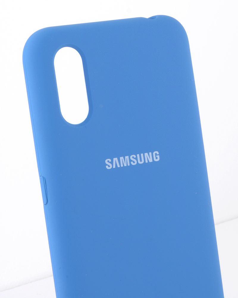Силиконовый чехол для Samsung Galaxy A01 (A015), M01 (синий) - фото 3 - id-p216903240