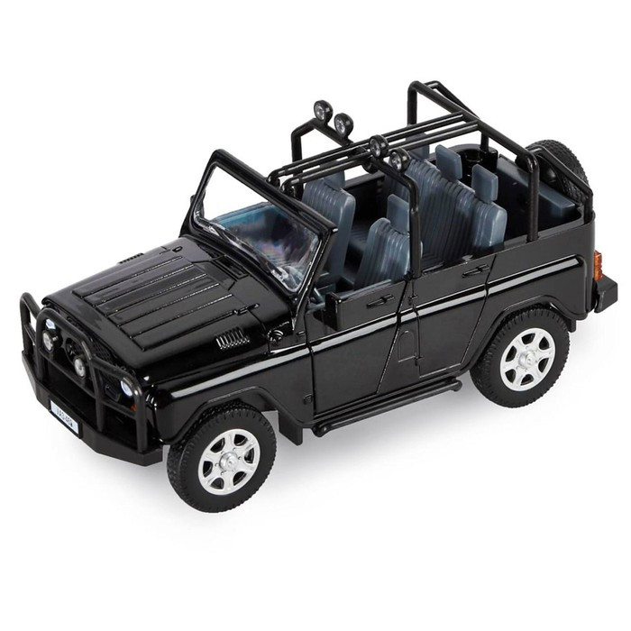 Машина метал «УАЗ-469» 1:24 инерция, цвет чёрный, открываются двери, капот и багажник, световые и звуковые - фото 2 - id-p201746117