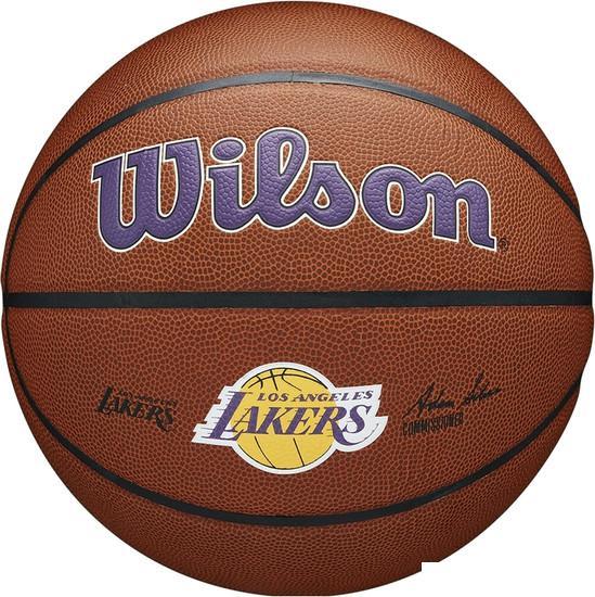 Баскетбольный мяч Wilson NBA LA Laker WTB3100XBLAL (7 размер) - фото 1 - id-p216010393