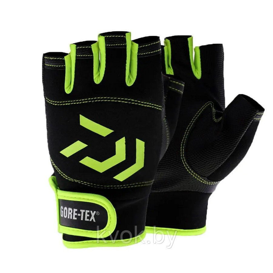 Перчатки для рыбалки Gore-tex без пальцев (черно-зелёные) - фото 1 - id-p216912365