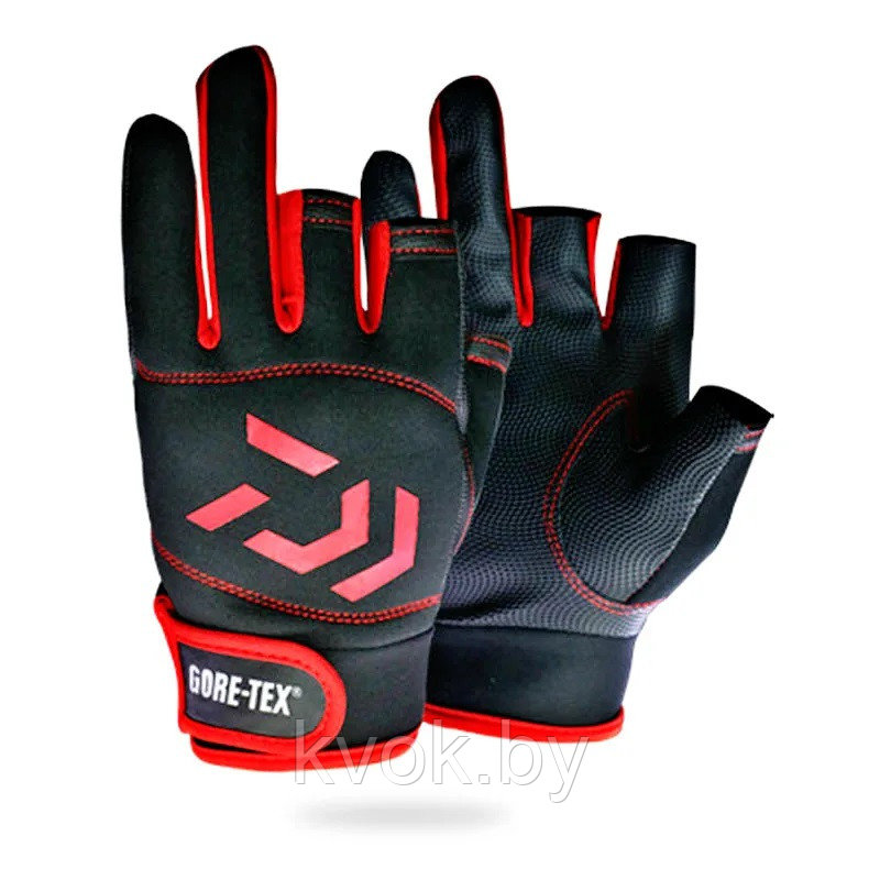 Перчатки для рыбалки Gore-tex трехпалые (черно-красные) - фото 1 - id-p216912367