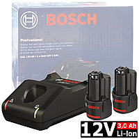 Набор аккумуляторов GBA 12V 3.0 Ah (2 шт) + зарядное GAL 12V-40 BOSCH (1600A019RD)