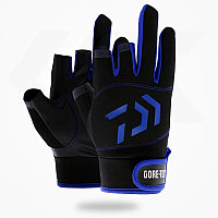 Перчатки для рыбалки Gore-tex трехпалые (черно-синие)