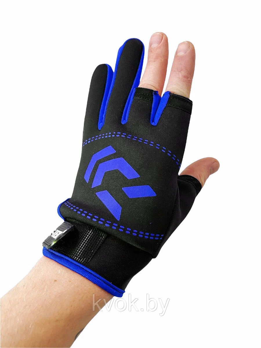 Перчатки для рыбалки Gore-tex трехпалые (черно-синие) - фото 2 - id-p216912368