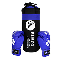 Набор бокс. начинающих RUSCO SPORT, к/з черно-синий 6oz