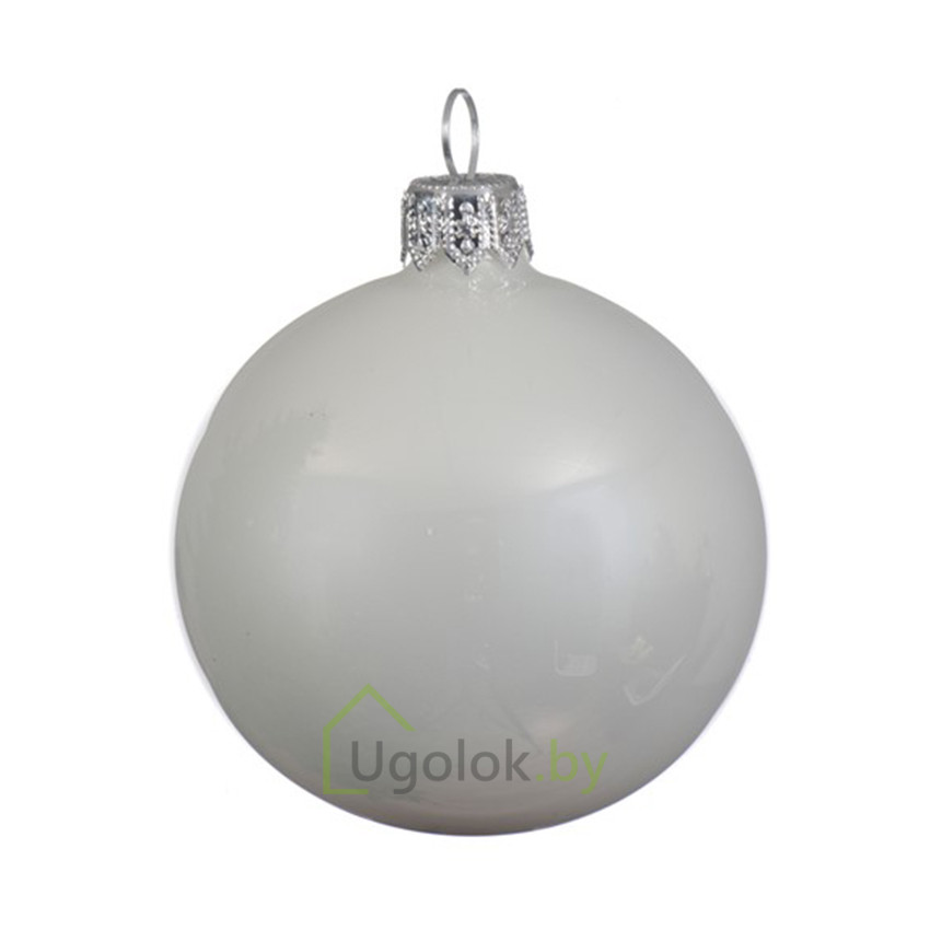 Набор елочных шаров Kaemingk 6 шт. 8 см зимний белый, эмаль - фото 1 - id-p215280553