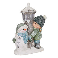 Керамическая фигура с LED подсветкой «Девочка со снеговиком», 43,5*29 см (AT122-22153C)