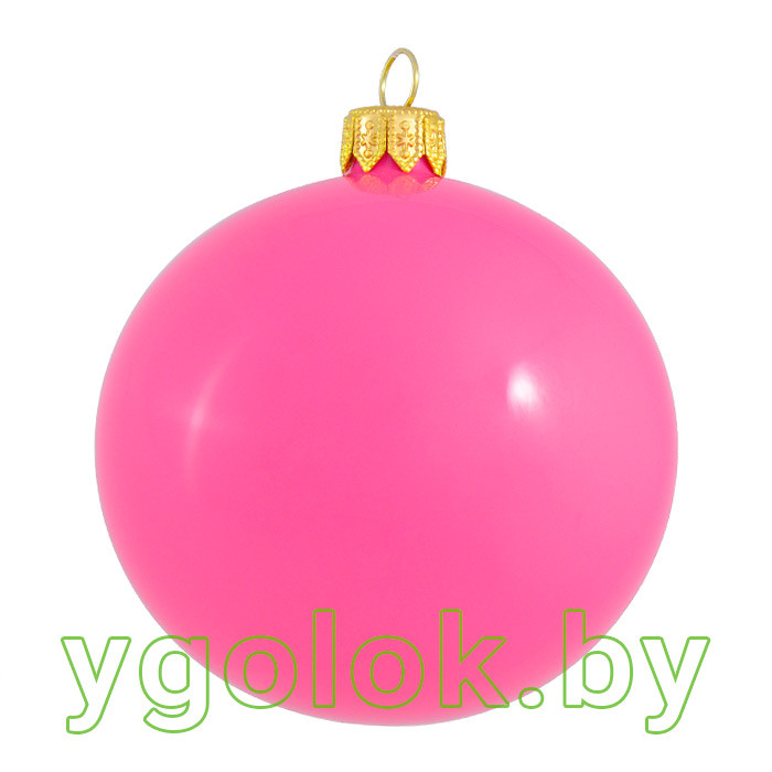 Новогодний шар 8 см эмаль розовый (ручная работа) - фото 1 - id-p109985299