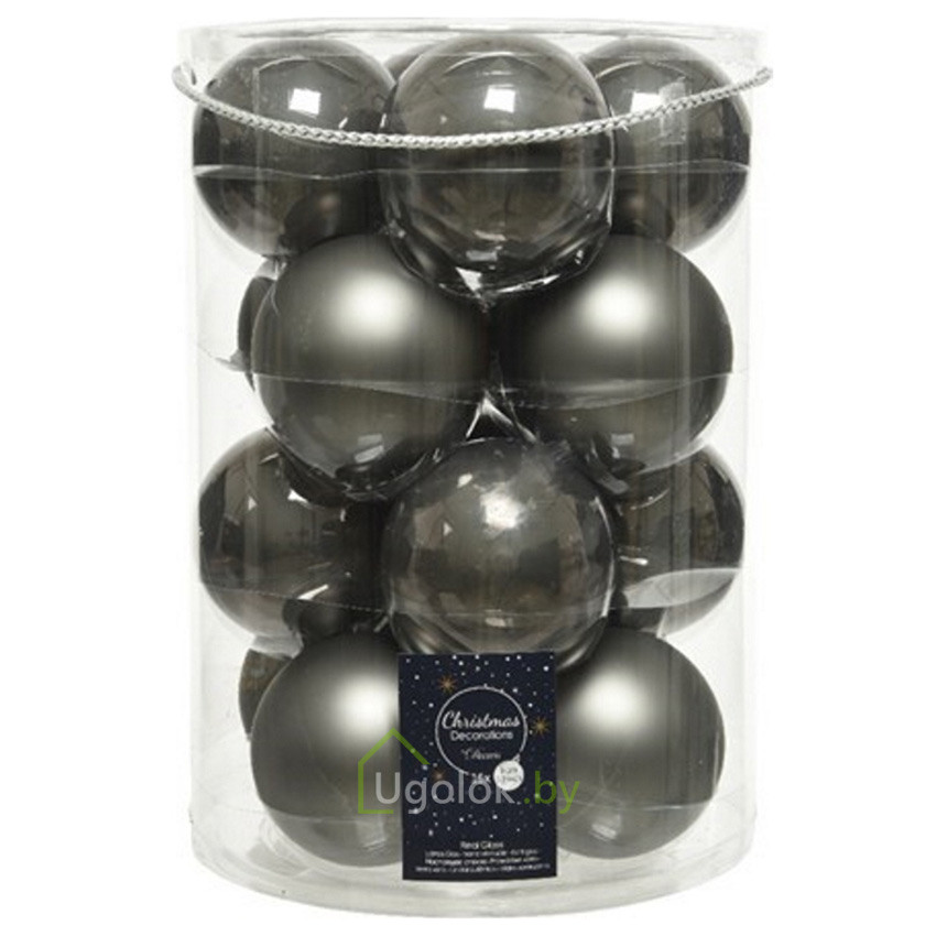 Набор елочных шаров Kaemingk 16 шт. 8 см теплый серый - фото 1 - id-p215280576