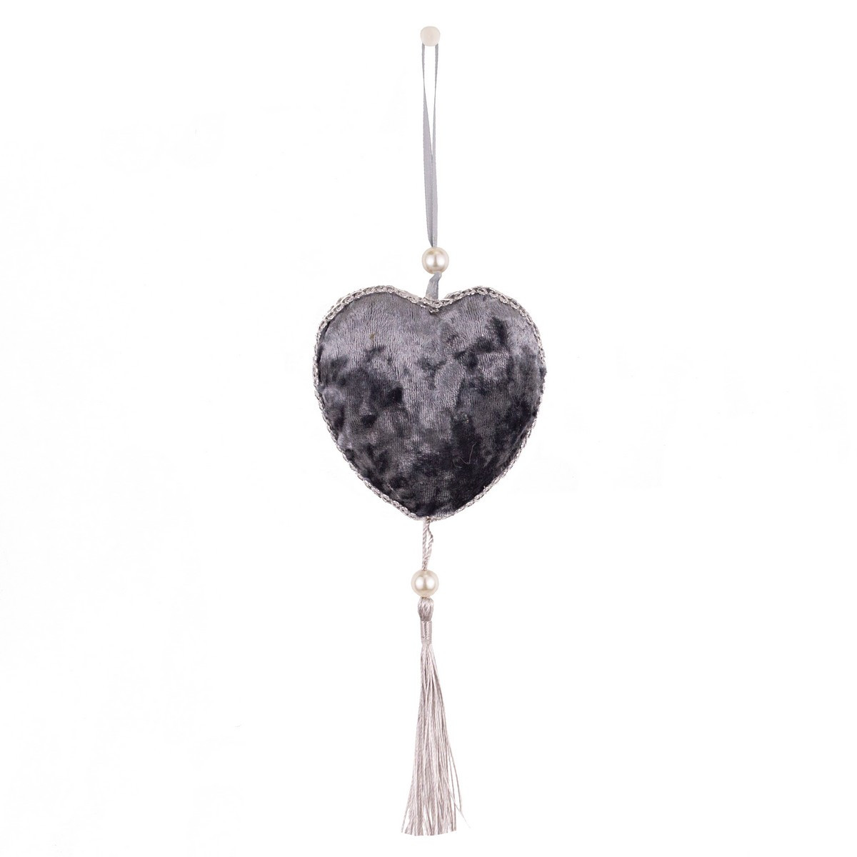 Елочное украшение «Сердце с кисточкой», 20*8 см (серое, 211-0800F) - фото 1 - id-p216836525
