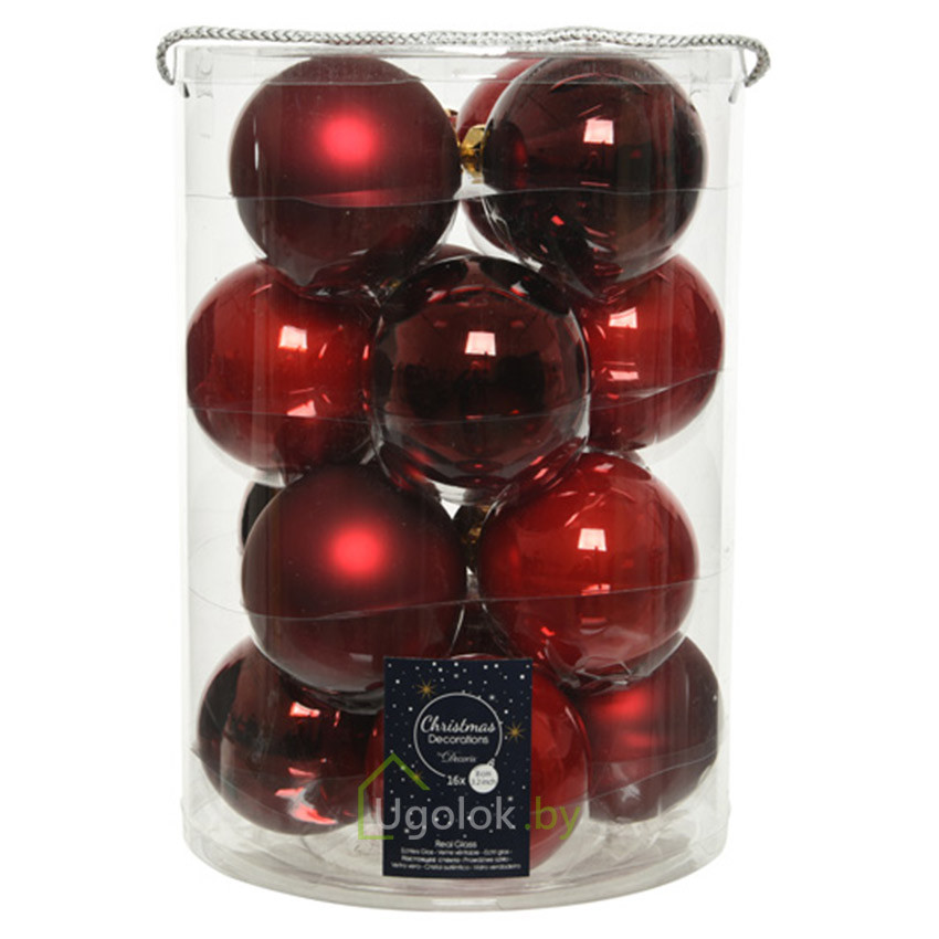 Набор шаров Kaemingk 16 шт. 8 см красный - фото 1 - id-p215280623