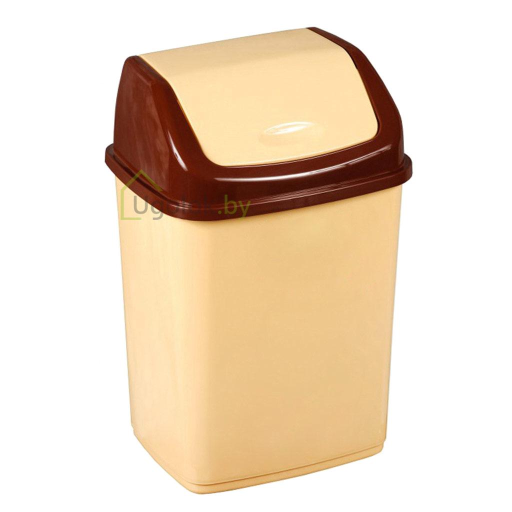 Контейнер для мусора 1,5 л Ромашка (бежевый/коричневый) - фото 1 - id-p189293179