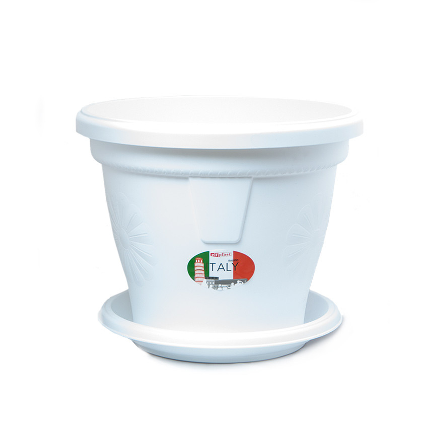 Кашпо "Italy" 3,5 л с поддоном, белый - фото 1 - id-p201551167