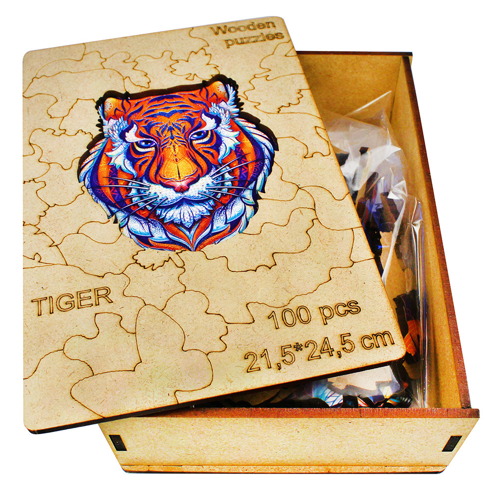 Фигурный деревянный пазл Тигр, 100 дет, арт. WPT - фото 1 - id-p216915293