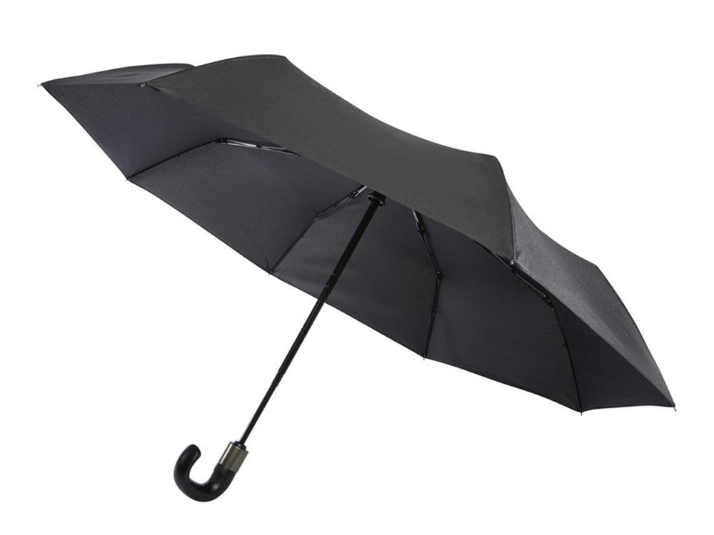 Montebello 21-дюймовый складной зонт с автоматическим открытием/закрытием и изогнутой ручкой, черный - фото 1 - id-p216916421