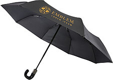 Montebello 21-дюймовый складной зонт с автоматическим открытием/закрытием и изогнутой ручкой, черный, фото 3