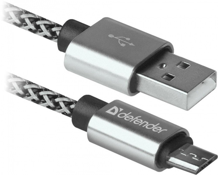 Кабель USB2.0 TO MICRO-USB 1M WHITE USB08-03T 87803 DEFENDER - фото 1 - id-p216920458
