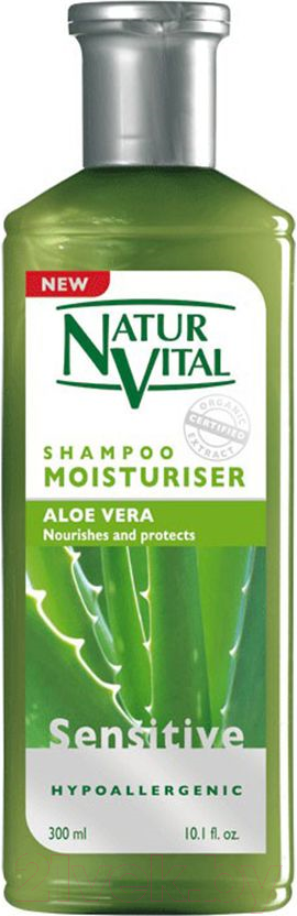 Шампунь для волос увлажняющий Natur Vital "Shampoo Moisturiser Aloe Vera Алоэ Вера", 300 мл - фото 1 - id-p216920706