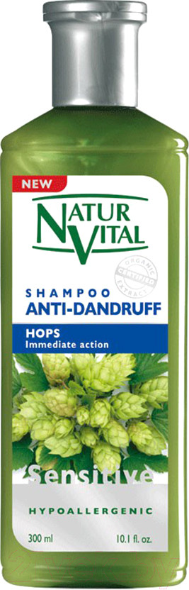 Шампунь для волос против перхоти Natur Vital "Hair Shampoo Hops Anti-dandruff Хмель", 300 мл - фото 1 - id-p216920707