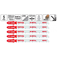 Пилки для электролобзика по дереву "Bi-metal" 90х115х1,3мм 8TPI (5шт) YT-3400 Yato