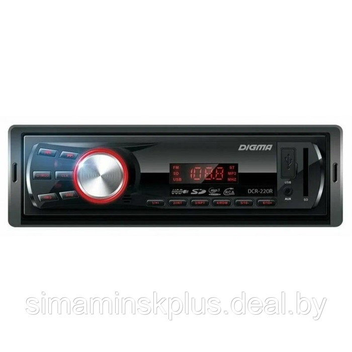 Автомагнитола Digma DCR-220R 1DIN, 4 x 45 Вт, USB, SD, AUX - фото 1 - id-p208222748