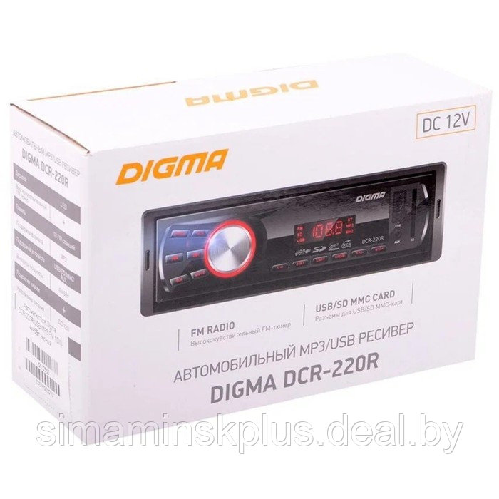 Автомагнитола Digma DCR-220R 1DIN, 4 x 45 Вт, USB, SD, AUX - фото 6 - id-p208222748