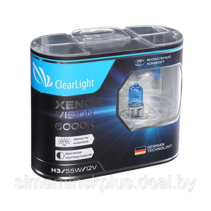 Лампа автомобильная Clearlight XenonVision, H3, 12 В, 55 Вт, набор 2 шт - фото 5 - id-p203560326