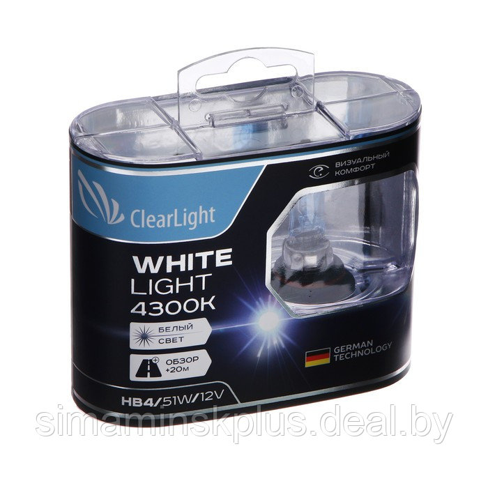 Лампа автомобильная Clearlight WhiteLight, HB4, 12 В, 51 Вт, набор 2 шт - фото 4 - id-p199335126