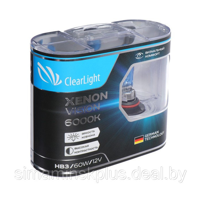 Лампа автомобильная Clearlight XenonVision HB3, 12 В, 60 Вт, набор 2 шт - фото 4 - id-p199335130