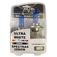 Лампа автомобильная AVS SPECTRAS Xenon 5000K, H4, 12 В, 65/75 Вт, + T10, набор 2 шт