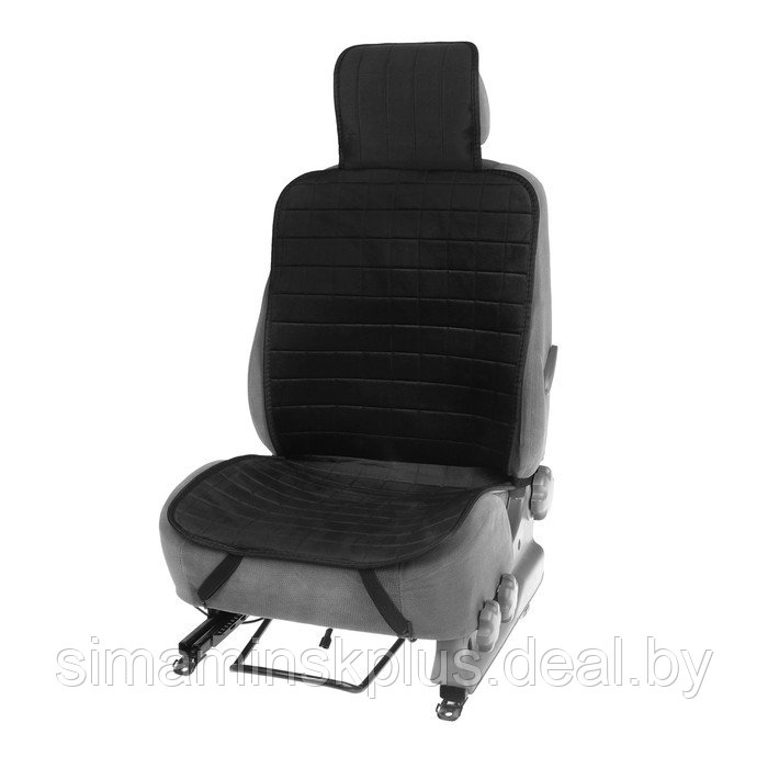 Накидка на переднее сиденье автомобиля 131х48 см, искусственный мех, черный - фото 1 - id-p203560638