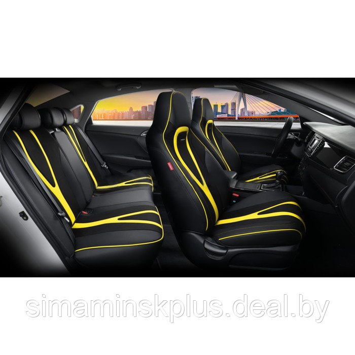 Авточехлы каркасные 5D INTEGRAL PLUS, черно-желтые, комплект - фото 1 - id-p177951000