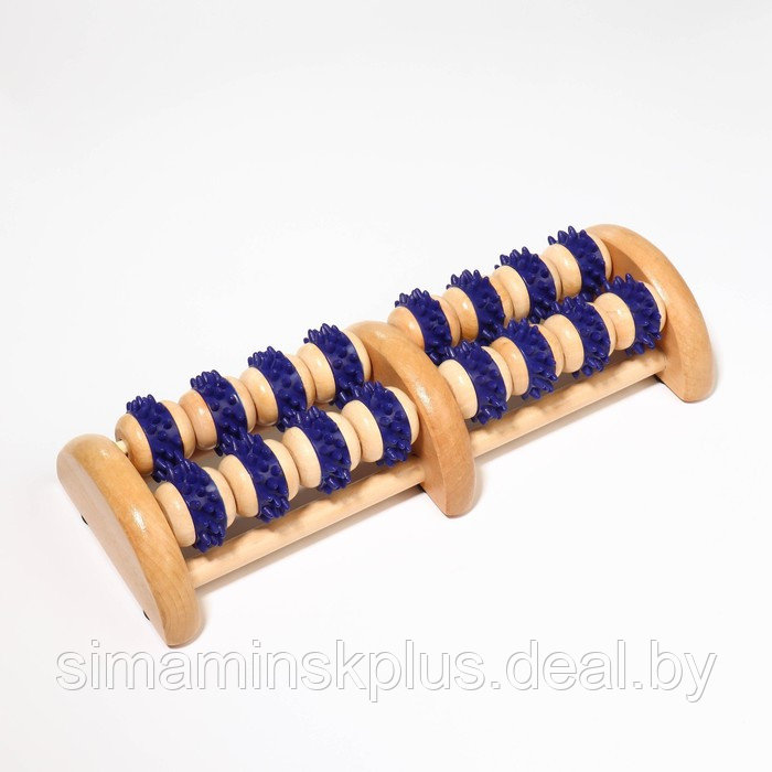 Массажёр деревянный, 20 колёс, с шипами, цвет синий - фото 5 - id-p207963387