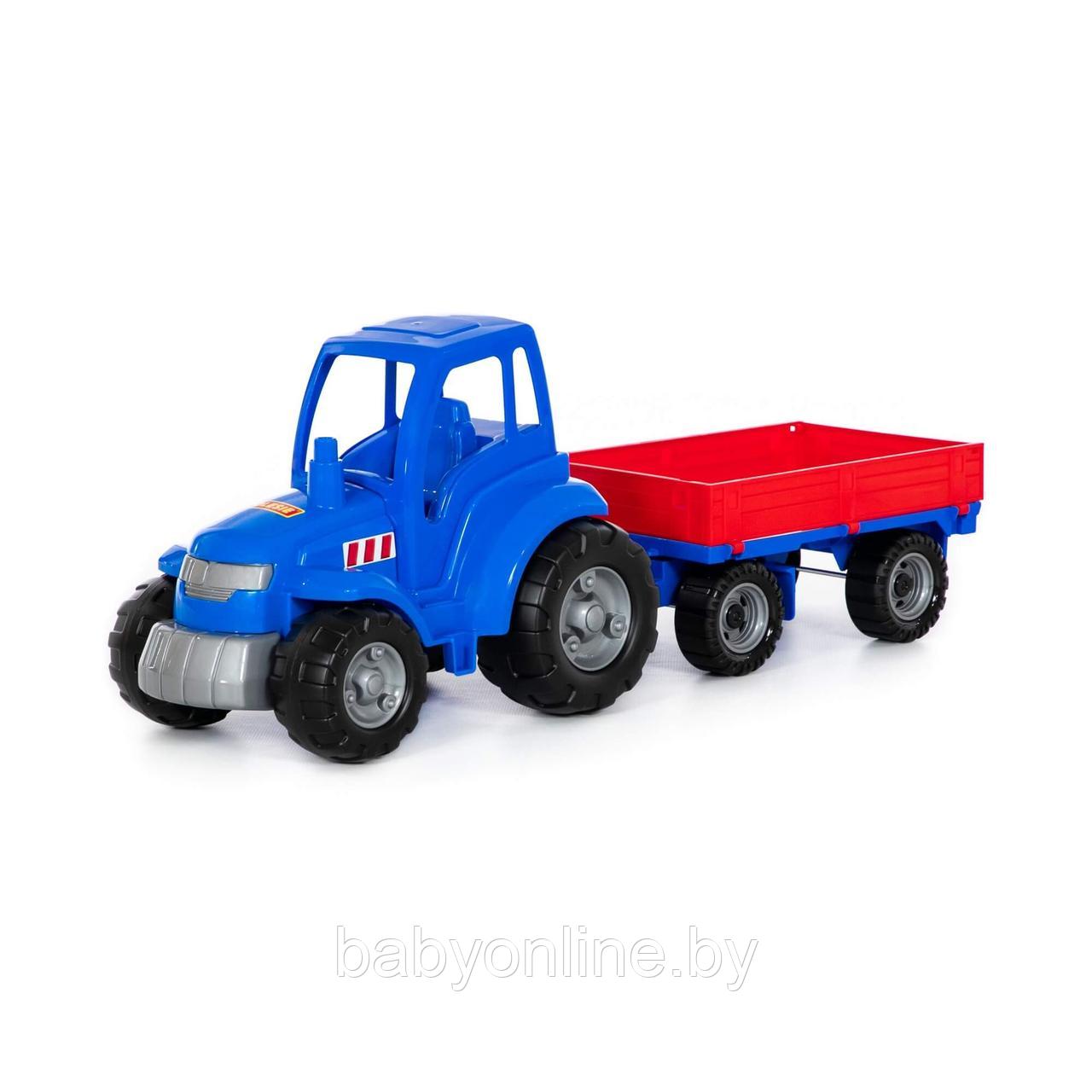 Трактор Чемпион синий с прицепом в сеточке арт 84743 Полесье