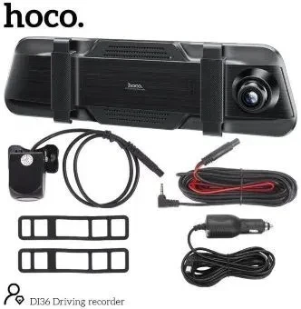 Видеорегистратор зеркало автомобильный Hoco D136 с камерой заднего вида, ночным видением, мониторинг 24 часа - фото 6 - id-p216926980