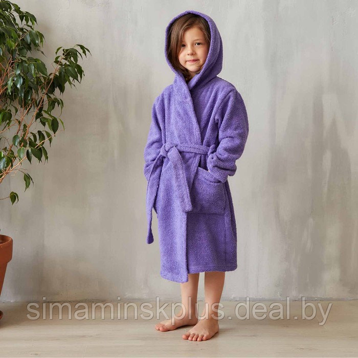 Халат махровый детский, размер 28, цвет фиолетовый, 320 г/м2, хлопок 100% с AIRO - фото 3 - id-p207451708