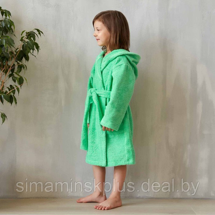 Халат махровый детский, размер 36, цвет зелёный, 320 г/м2, хлопок 100% с AIRO - фото 4 - id-p207451712