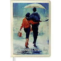 Ежедневник недатир A5 160л Кожзам deVENTE.Couple with umbrella,тв обл с пор,перф,2ляс,бл70