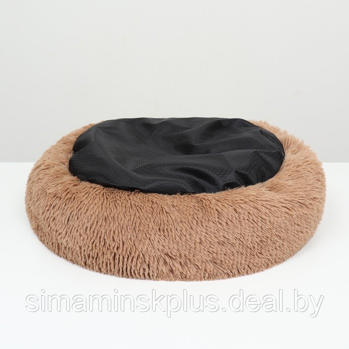 Лежанка для собак и кошек, длинный мех, 80 х 80 х 25 см, коричневая - фото 6 - id-p203563273