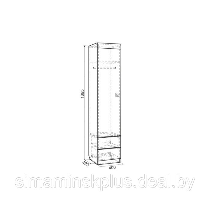 Шкаф комбинированный Форсаж, 400×410×1890, дуб сонома/белый - фото 2 - id-p216928535